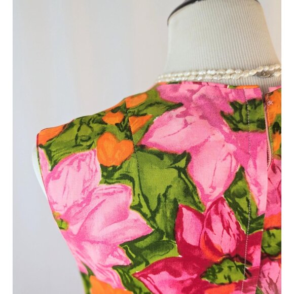 Women's Authentic Vintage Hawaiian Tropical Mini Sheath Dress Floral Luau Dress - Picture 6 of 10